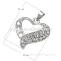 22*20mm silver plated full diamond hollow heart buddha pendant